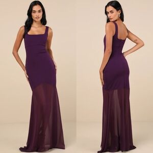 Lulus Sincerely Exemplary Purple Sleeveless Trumpet Hem Maxi Dress